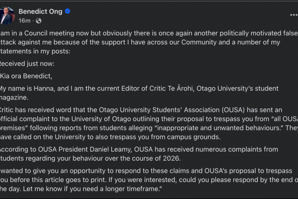 Benedict Ong To Be Trespassed From All OUSA Premises
