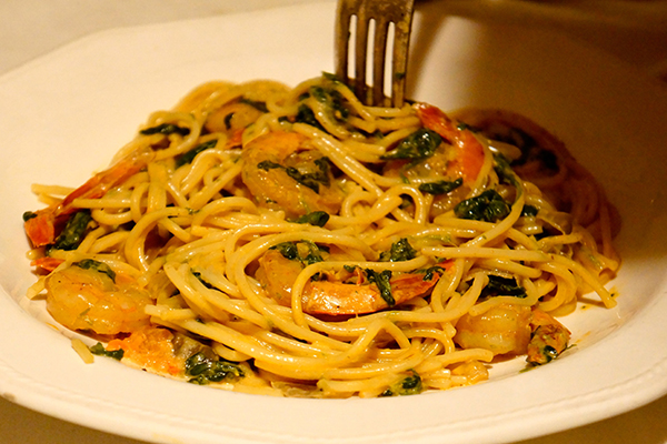 Prawn, Spinach and Lemon Spaghetti