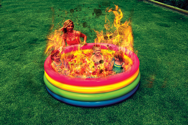 Dickie heats up over paddling pool of fire