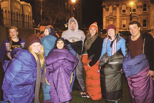 Students sleeping in Octagon  by choice this time