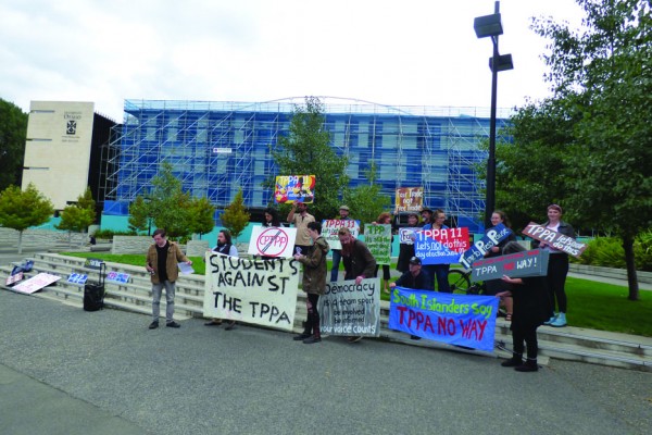 CPTPP Protest Outside the Convocation Ceremony