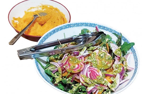 Bone Apple Teeth | Sole Food: Fresh fish, beetroot salad and kumara mash.