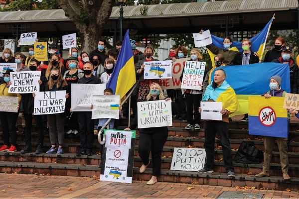 Anti-war Protest in the Octagon as Russia Invades Ukraine